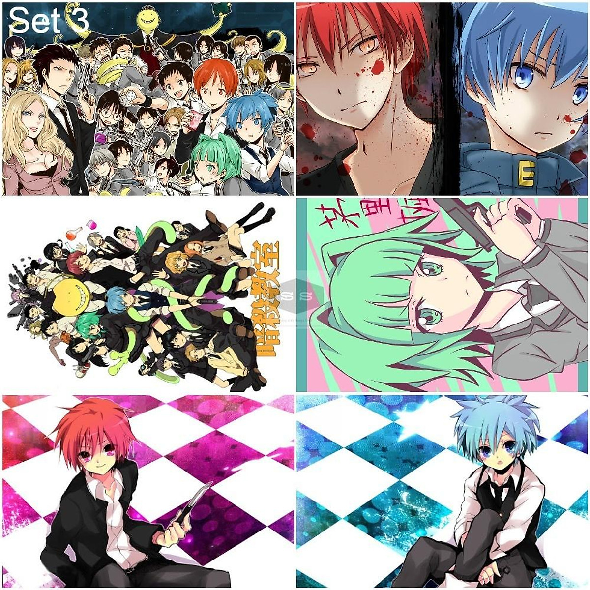 Bộ 6 Áp phích - Poster Anime Assassination Classroom - Lớp Học Ám Sát (bóc dán) - A3,A4, Bộ 6 Áp phích - Poster Anime Assassination Classroom - Lớp Học Ám Sát (bóc dán) - A3,A4,