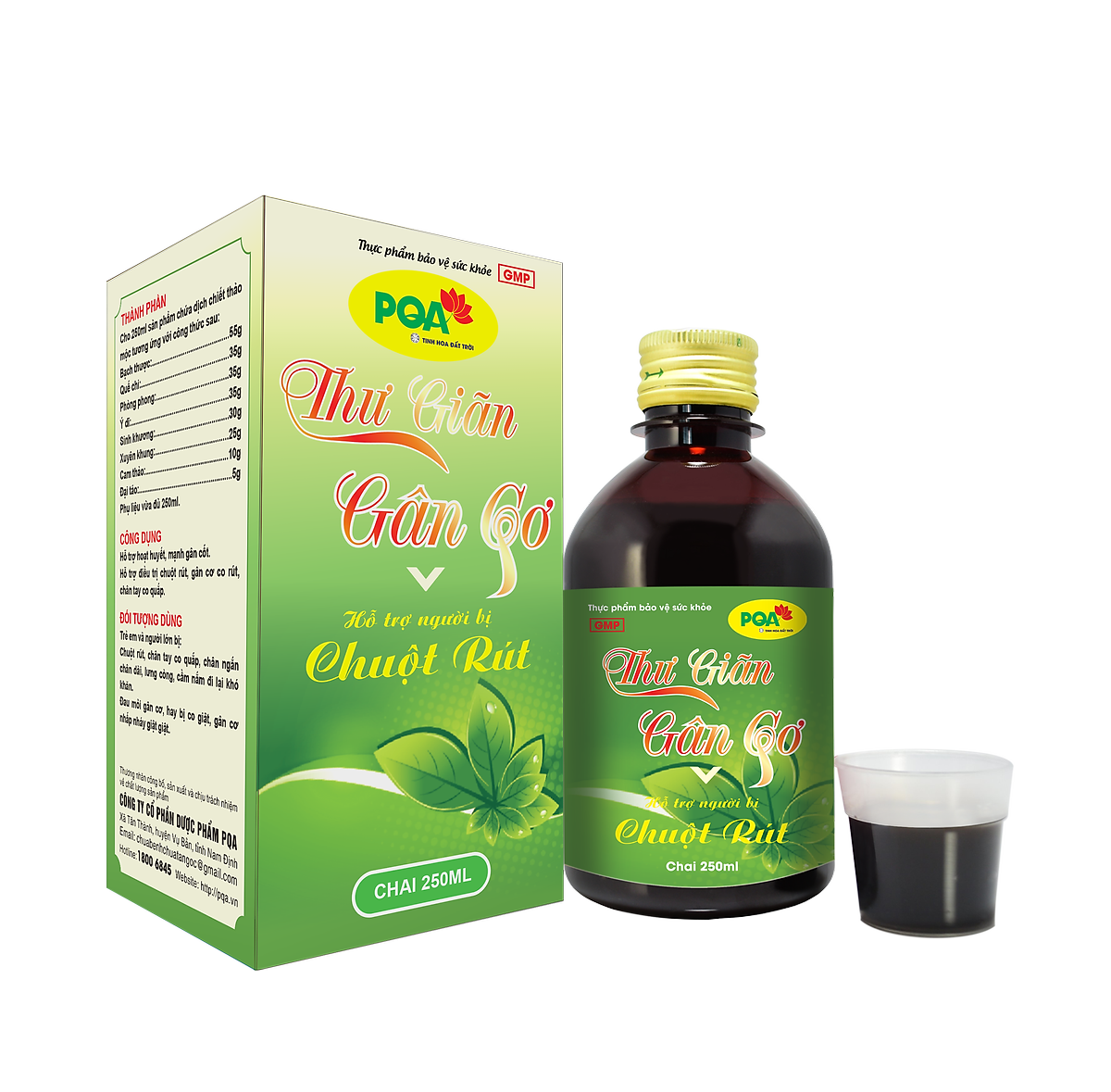 Siro PQA Thư Giãn Gân Cơ 250ml là dược phẩm thảo dược giúp hoạt ...