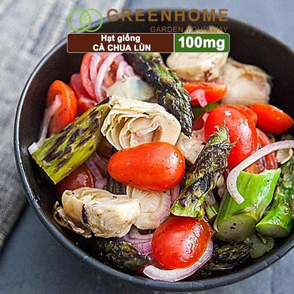 Hạt Giống Cà Chua Greenhome, Gói 0.1gr, Chịu Nhiệt, Trồng Chậu, Ra Nhiều Quả, Cây Sinh Trưởng Nhanh T15