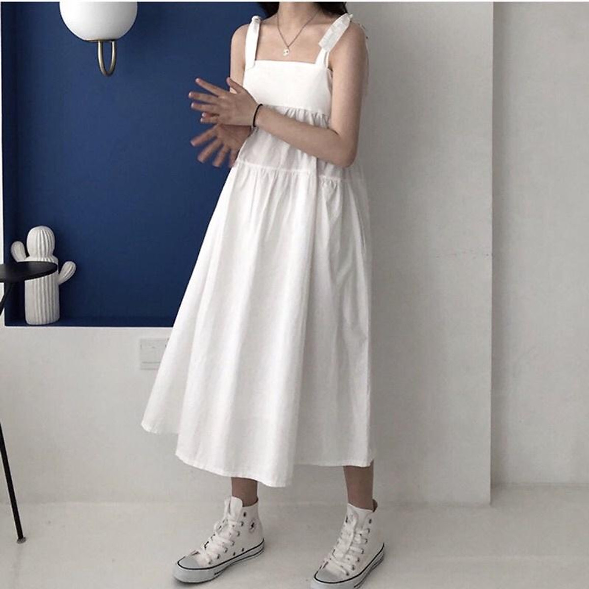 Váy Đũi Lụa 2 Dây Babydoll Buộc Nơ Vai Siêu Hot Hit Thời Trang Nữ Cao Cấp VD02