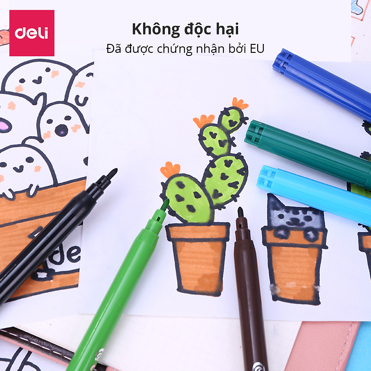 Bút màu nước 1.0mm Deli, 12 màu/18 màu/hộp - EC10003/EC10013