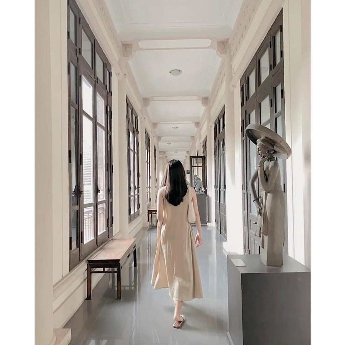 Đầm Suông - Váy Suông Đũi Xoè Sát Nách Siêu Mát