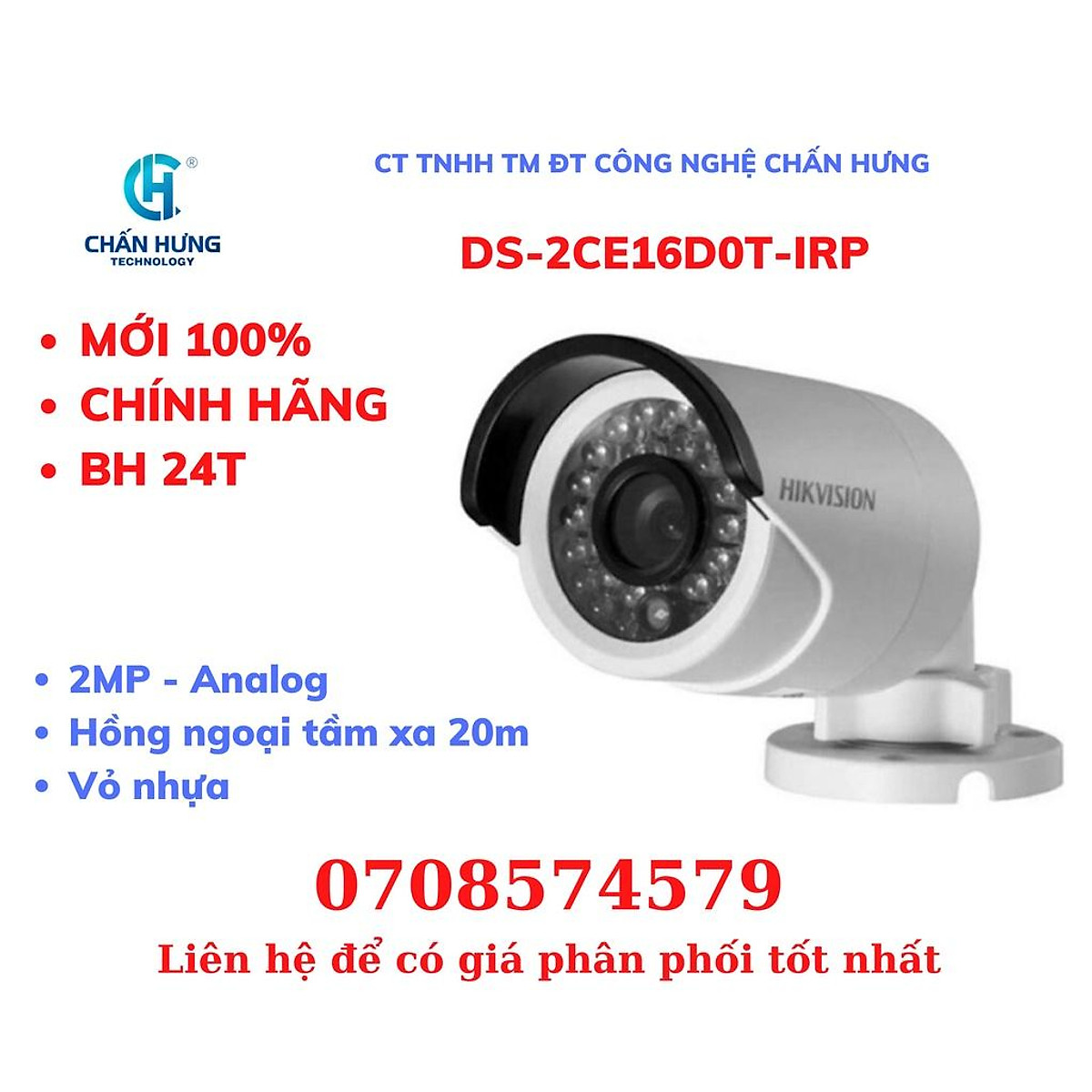 Mua Camera Analog Hikvision DS2CE16D0TIRP 2.0MP Hàng chính hãng tại