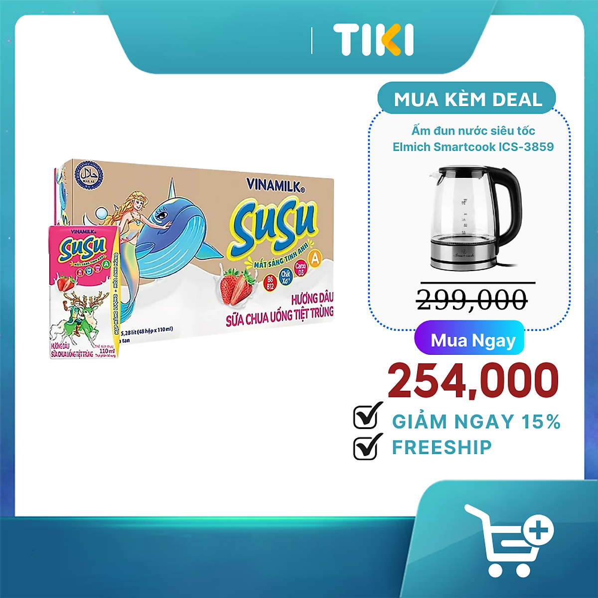 Sữa chua uống hương dâu Vinamilk Susu - Thùng 48 hộp 110ml.