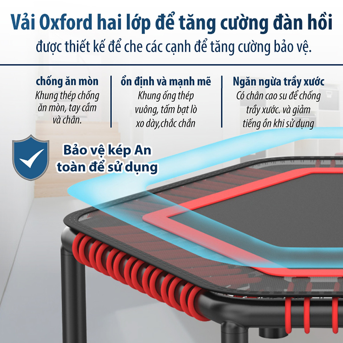 BG Sàn nhún, Đệm bật nhún cao cấp có tay cầm 50INCH Trampoline dành cho mọi lứa tuổi (hàng nhập khẩu)