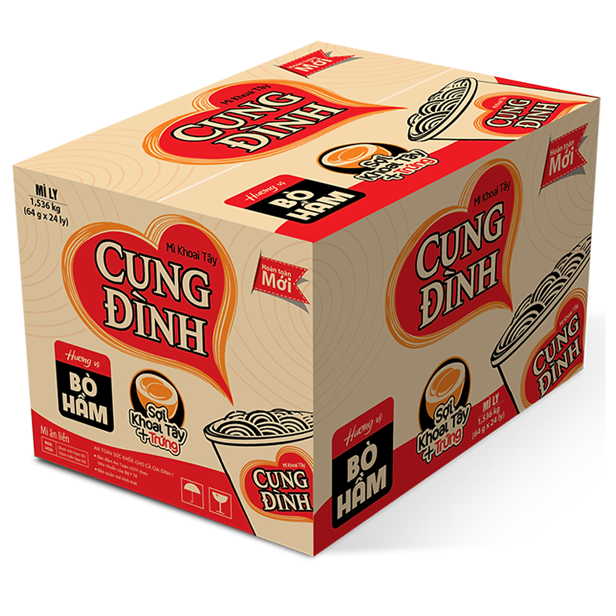 Thùng 24 Ly Mì Khoai Tây Cung Đình Kool Hương Vị Bò Hầm