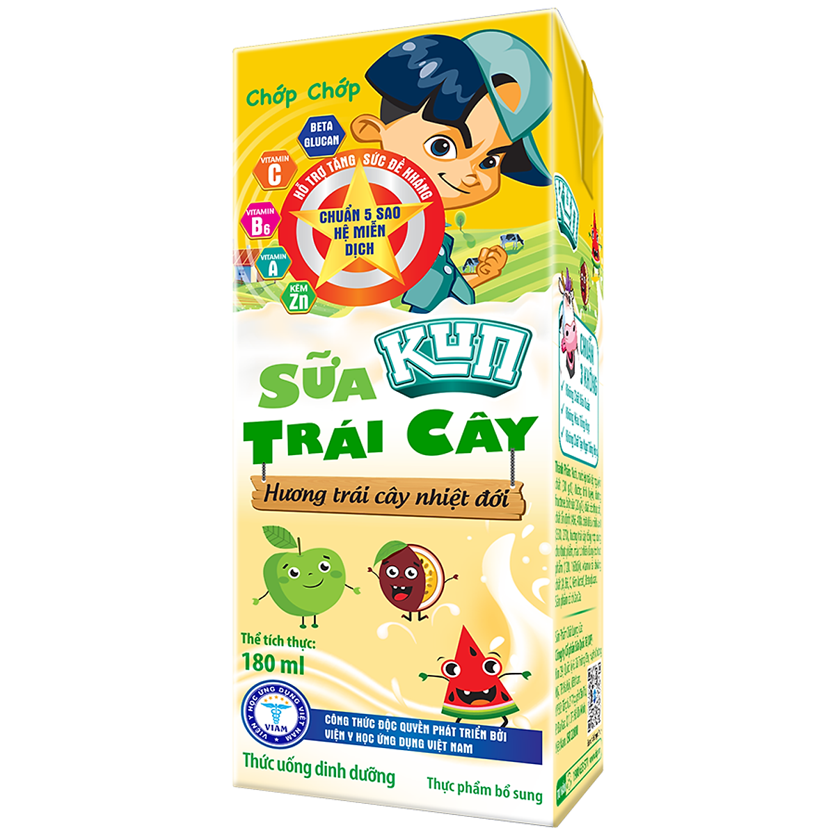 Thùng 48 Hộp Sữa Trái Cây Hương Trái Cây KUN 180ml/hộp(thẻ cào)