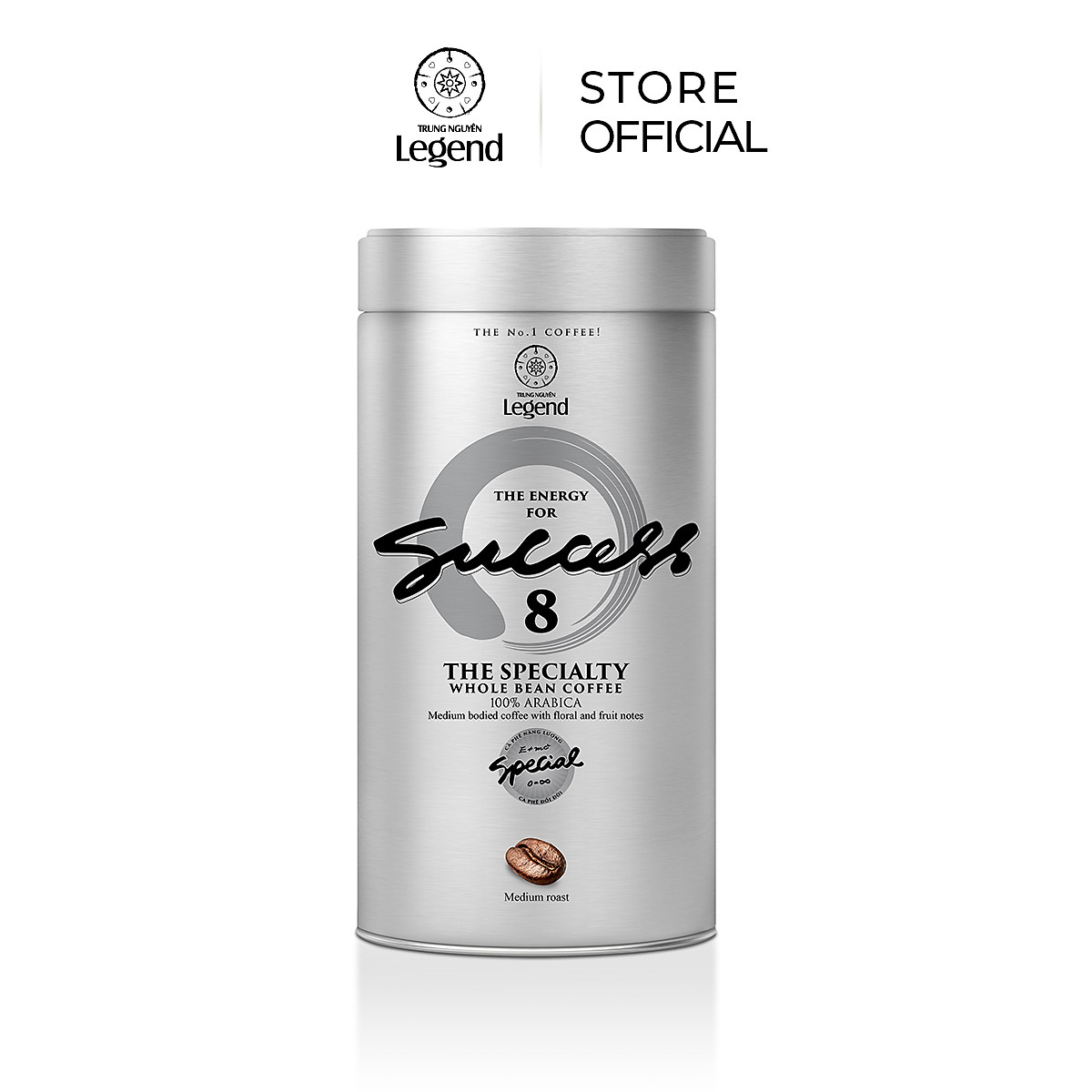 Cà Phê Hạt Mộc Trung Nguyên Legend Success 8 – Lon 340g – 100% Arabica, Hương Hoa Trái Cây Tươi