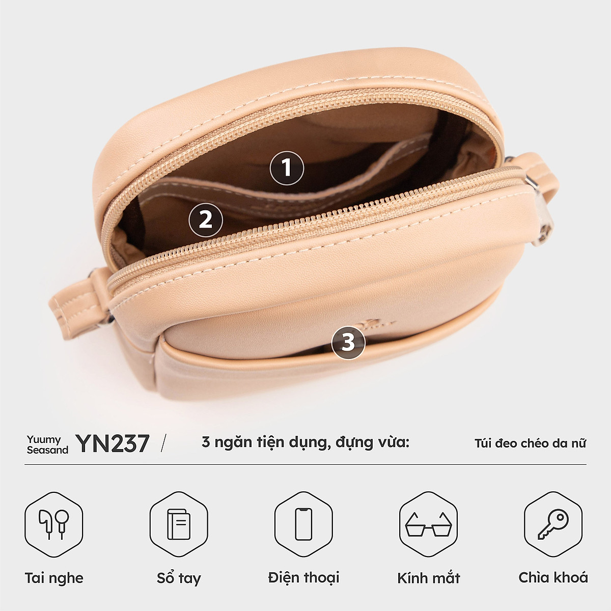 Túi đeo chéo da nữ mini thanh lịch trẻ trung YUUMY Seasand YN237