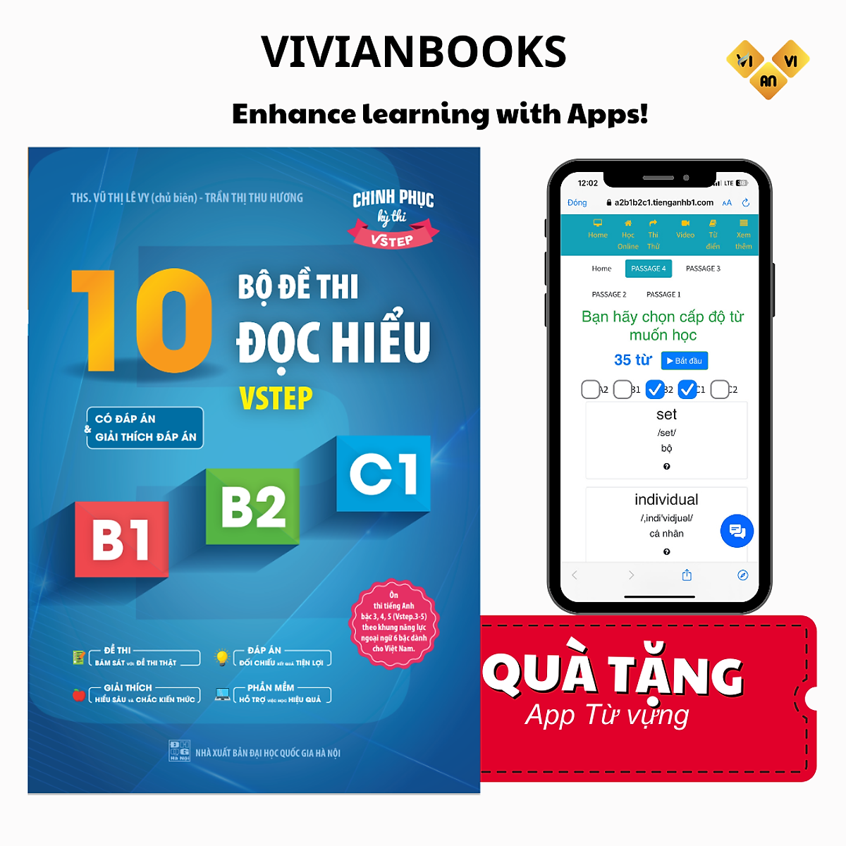 Sách 10 bộ đề thi Đọc hiểu Vstep B1-B2-C1 (tiếng Anh bậc 3,4,5)|Ôn thi TOEFL iBT reading, Vstep reading