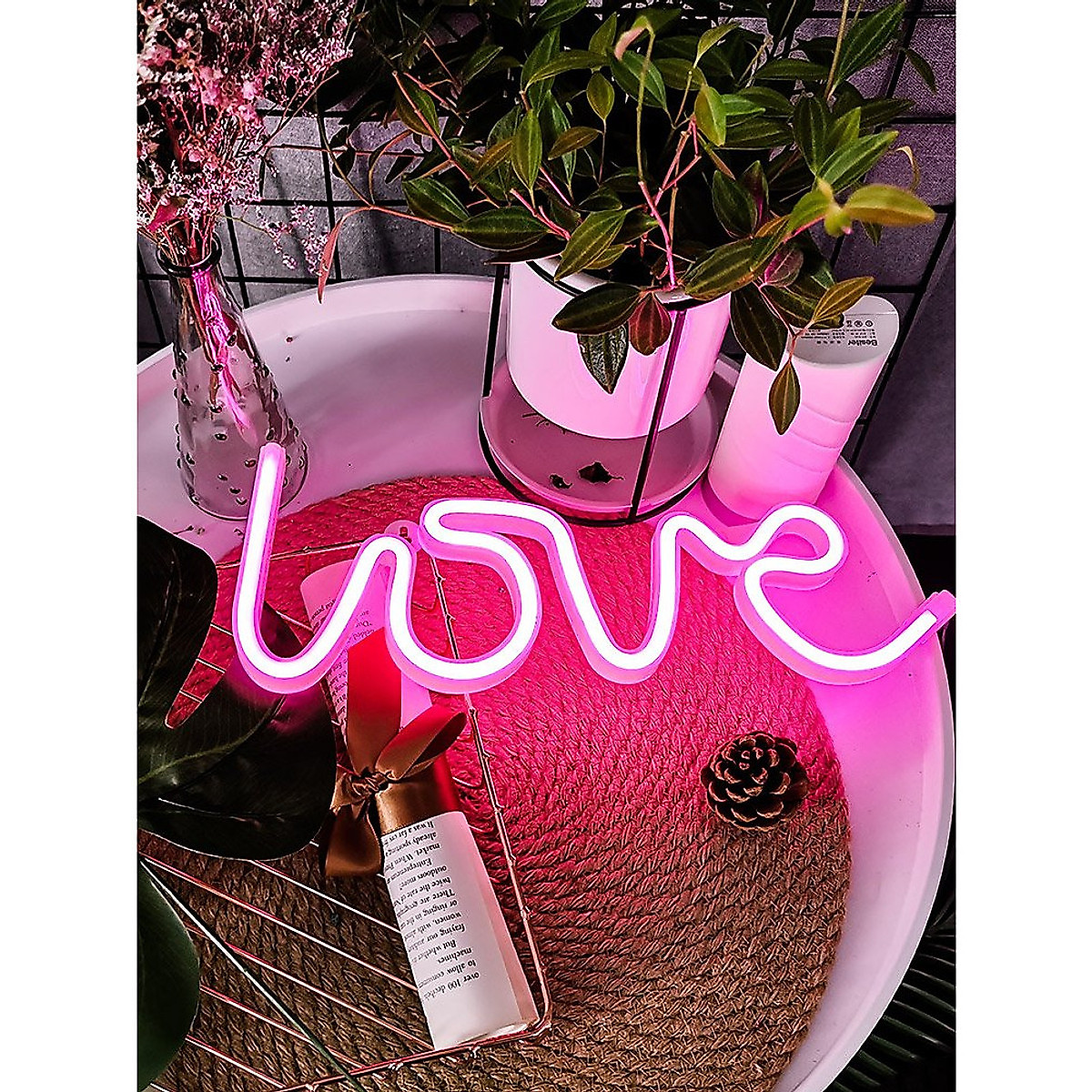 Đèn Led Neon Chữ LOVE 30*15 Cm Trang Trí Tặng Quà Sinh Nhật Cầu Hôn Đám Cưới