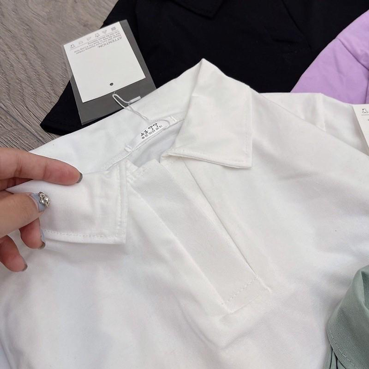 Áo polo croptop tron