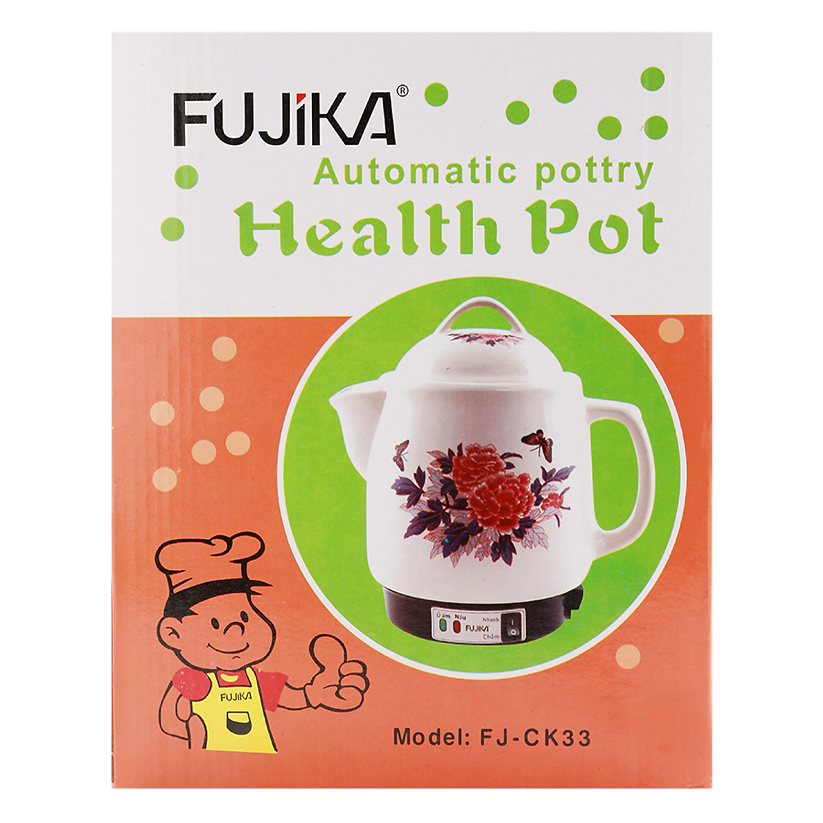Ấm Sắc Thuốc Gốm Bát Tràng Fujika FJ-CK33K7 (3.3L) - Hàng Chính Hãng