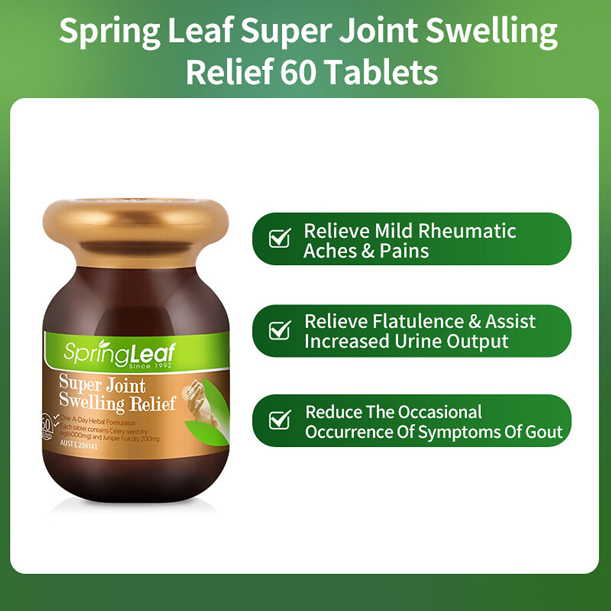 Viên uống SpringLeaf Super Joint Swelling Relief 60 viên chiết xuất từ
