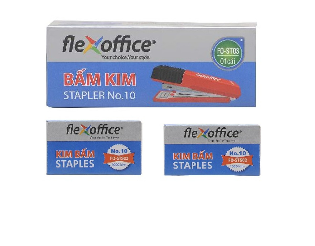 Bộ bấm kim số 10 và kim bấm Flexoffice FO-ST03-S2