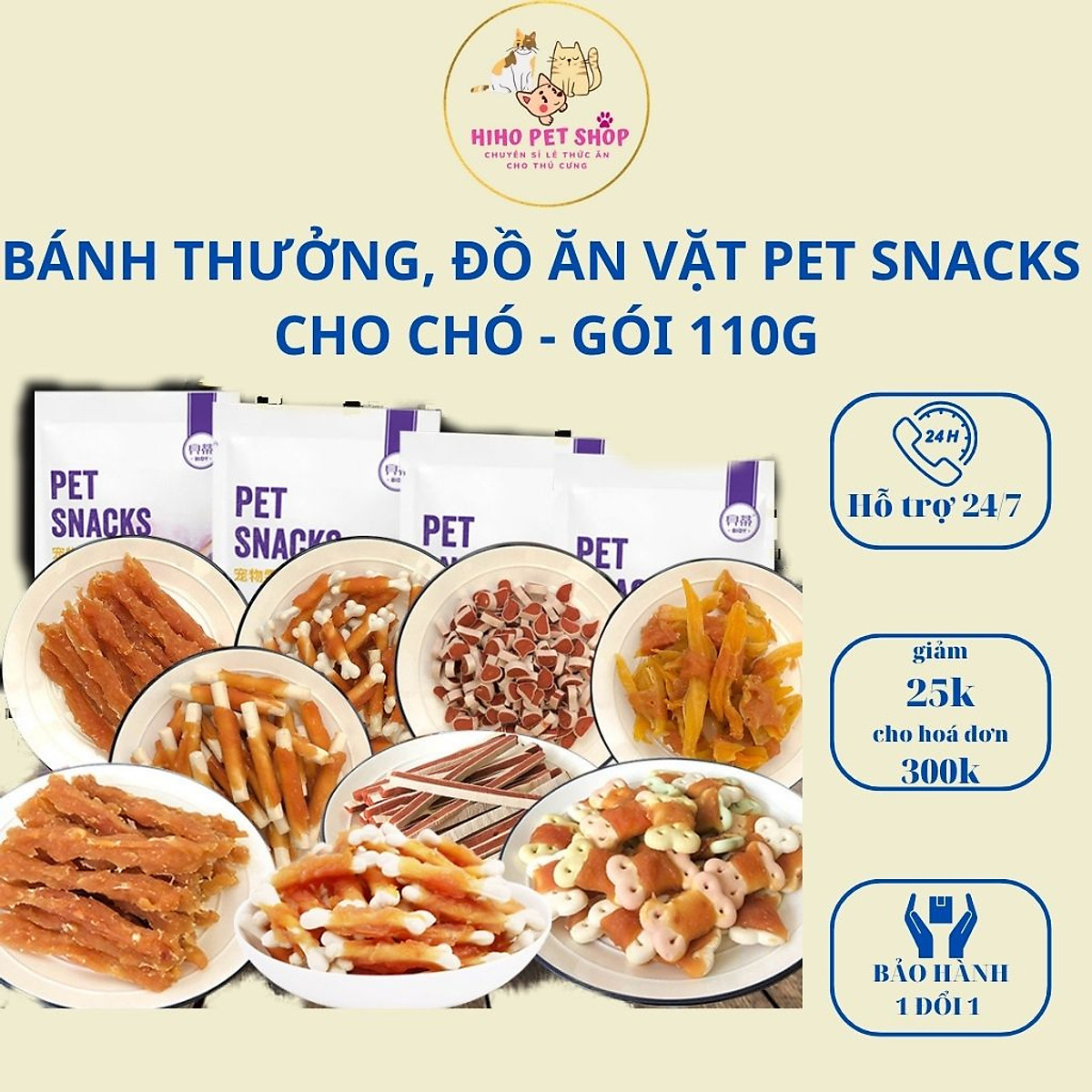 Bánh thưởng, đồ ăn vặt PET SNACKS cho chó - gói 110g - Thức ăn cho chó