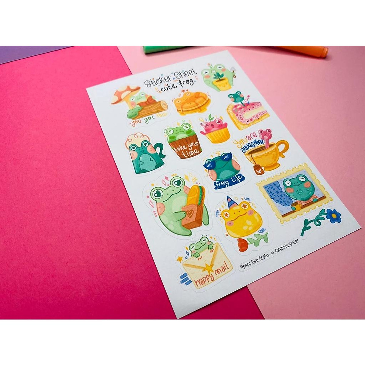 Cute Frog Stationery Frog Stickers Froggy Picnic Sticker Sheet Froggy Sticker 