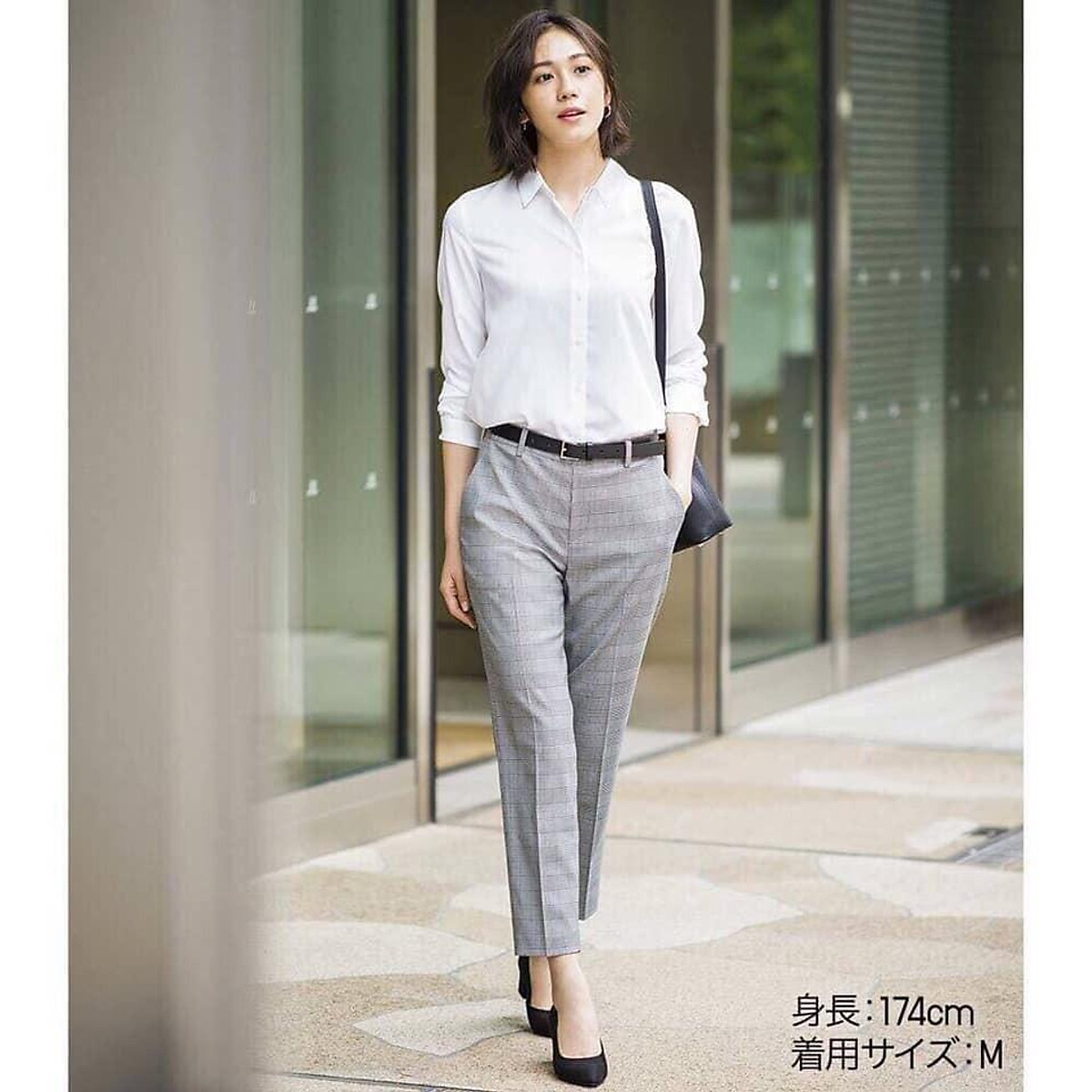 <Áo sơ mi nữ trắng dài tay basic loại 1>