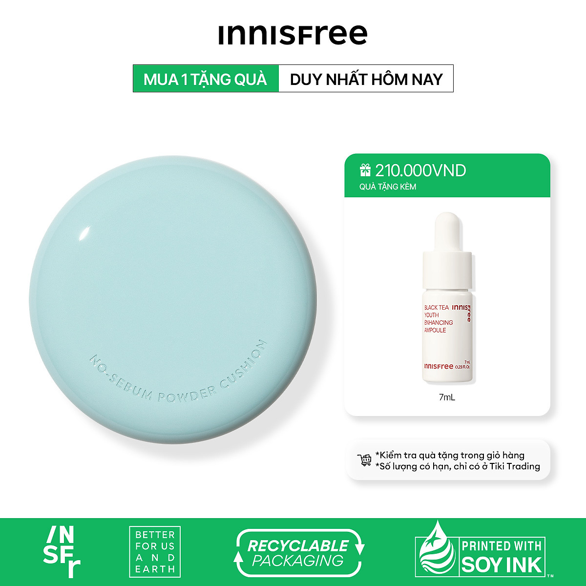 Phấn nước kiềm dầu innisfree No Sebum Powder Cushion 14 g
