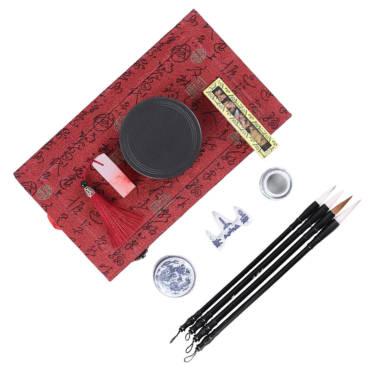 11 Set of Traditional Chinese Calligraphy Writing Drawing Practice Brush  Pen Ink Stick Inkstone Kit for Boys Girls Chinese Gifts