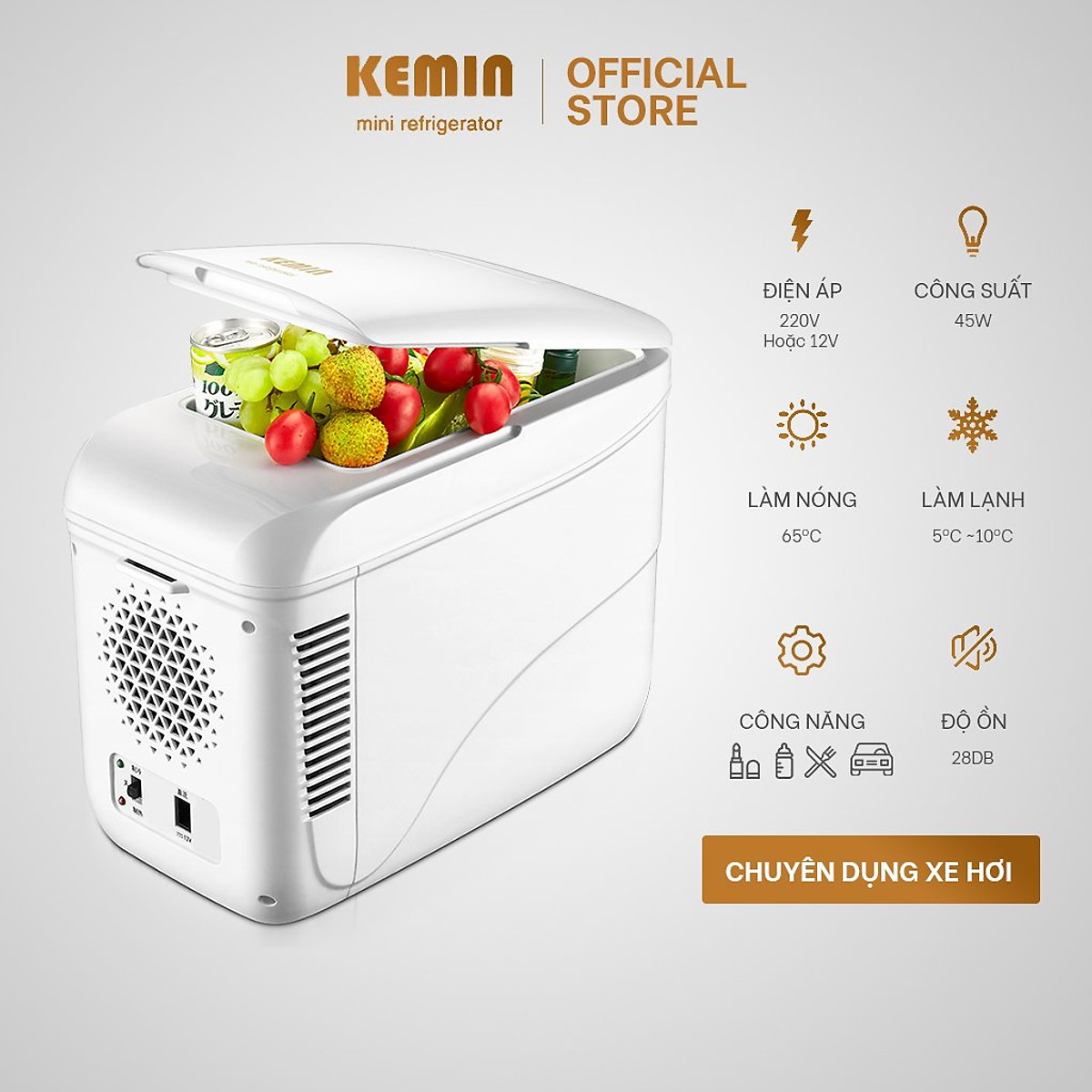 Tủ lạnh ô tô Kemin K9A - 9L Chính Hãng- Dùng ở nhà và ô tô - Hai chiều nóng lạnh