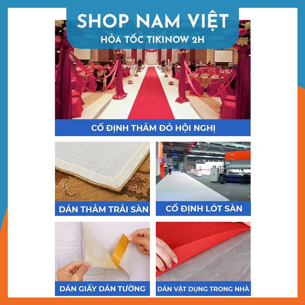 Keo 2 Mặt Sợi Thủy Tinh Cường Lực Dán Thảm Trải Sàn, Keo Chống Nước, Không Để Vết Keo
