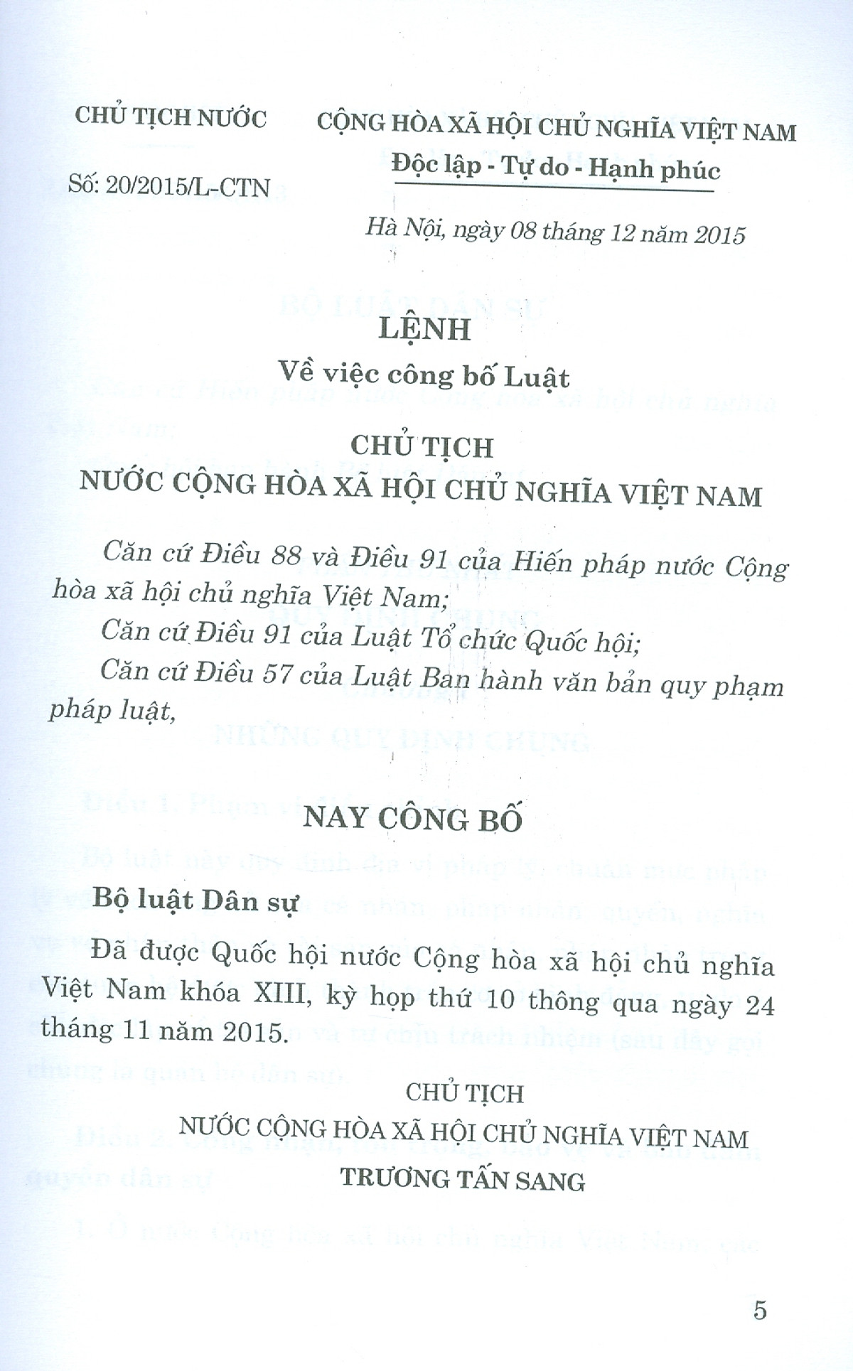 Bộ Luật Dân Sự (Hiện Hành) - Bản in năm 2022