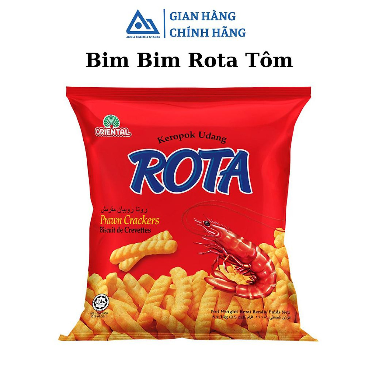 Bimbim Tôm snack ăn vặt ròn xốp Rota túi lớn 112g ( 8 Gói nhỏ * 14 ...