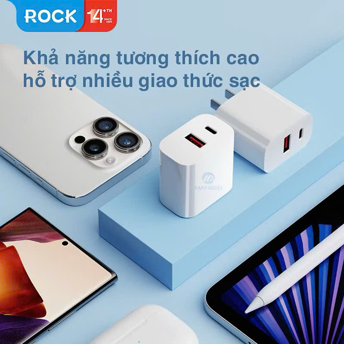 Củ sạc nhanh ROCKSPACE T43 2 cổng USB-TypeC sạc nhanh 20w hàng chính hãng - Bảo hành 12 tháng