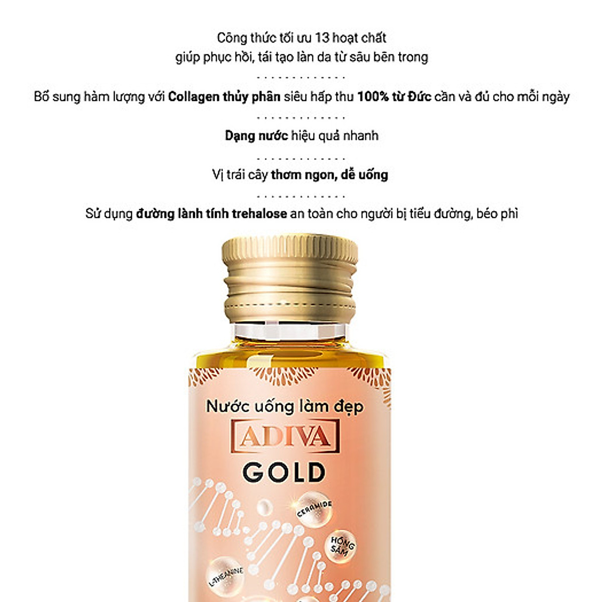 Nước uống làm đẹp Collagen ADIVA Gold (14 lọ x 30ml /hộp)