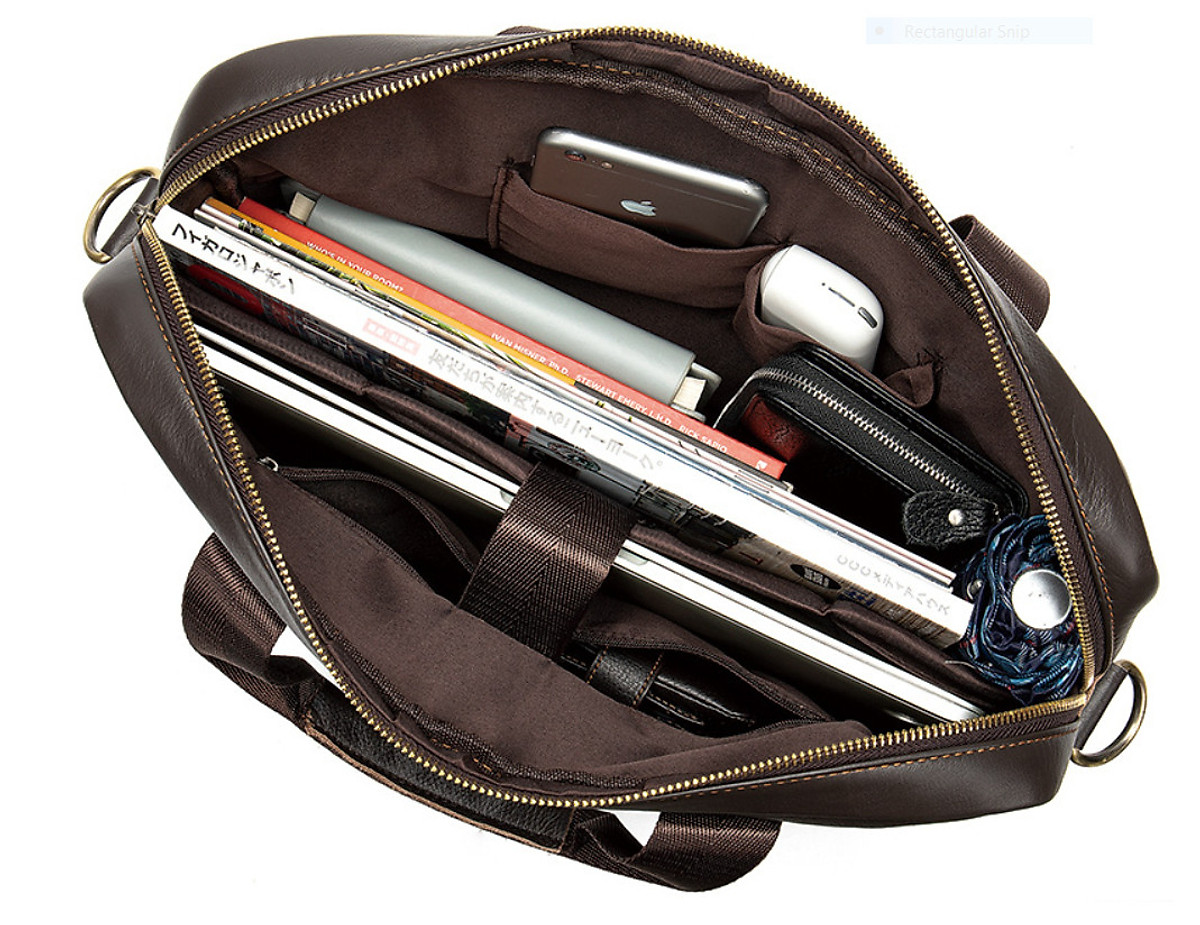 Túi xách nam da bò thật cao cấp phong cách mới 15,6"