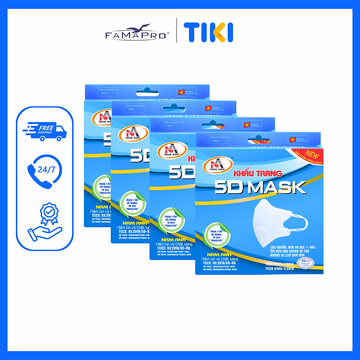 Khẩu trang 5D quai thun nhiều màu hộp 10 cái