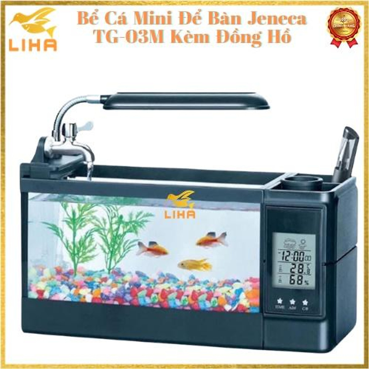 Bể Cá Mini Để Bàn Jeneca TG-03M Kèm Đồng Hồ