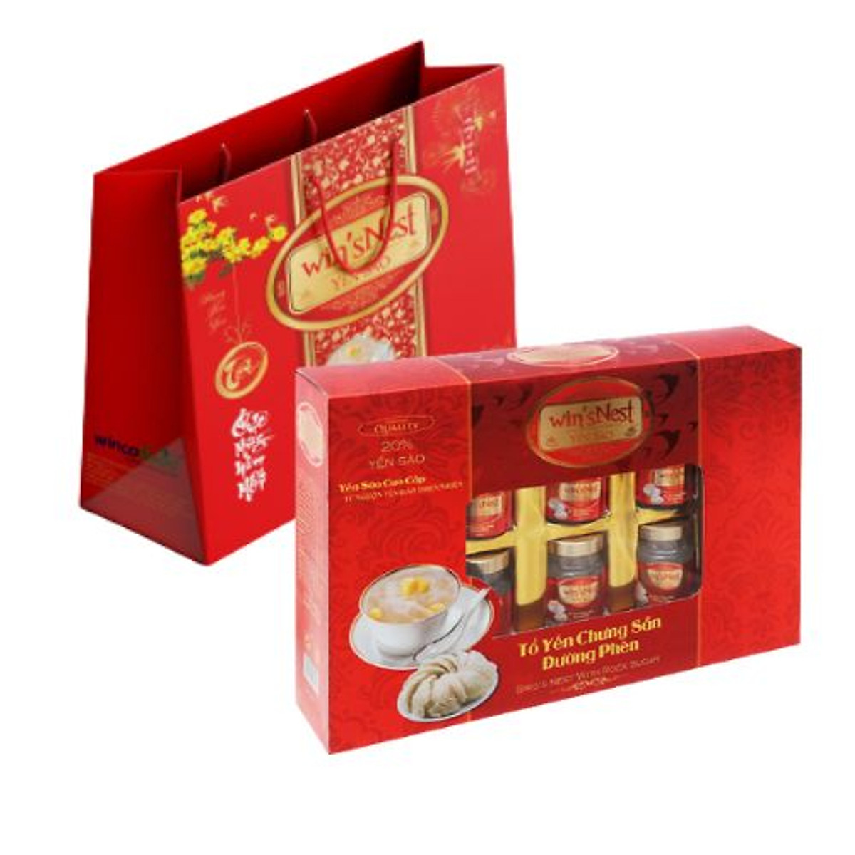 Yến sào cao cấp win'sNest tổ yến chưng sẵn đường phèn 20% (6 lọ/hộp) phù hợp cho mọi đối tượng và trẻ từ 1 tuổi trở lên giúp bồi bổ sức khỏe.