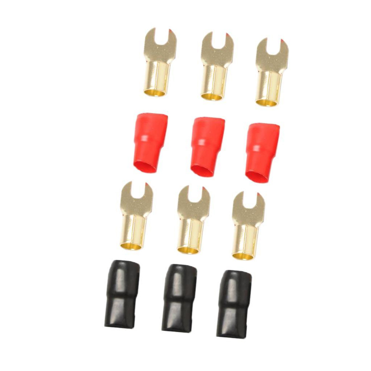 3 Pairs 1/0 AWG Gauge Fork Terminals Wire Connector Kit Positive+Negative