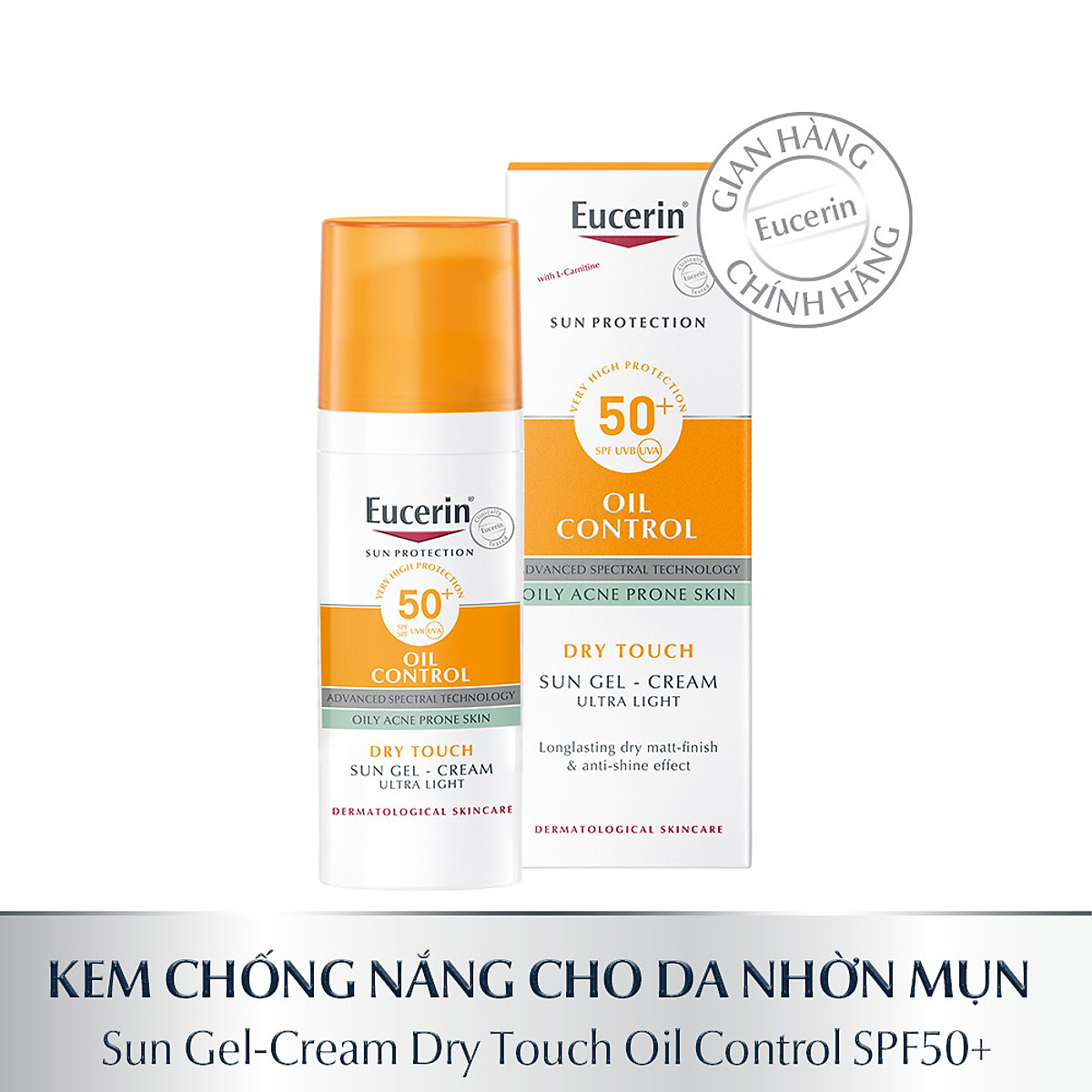 Kem chống nắng kiềm dầu & ngừa mụn Eucerin Sun Dry Touch SPF50+ 50ml