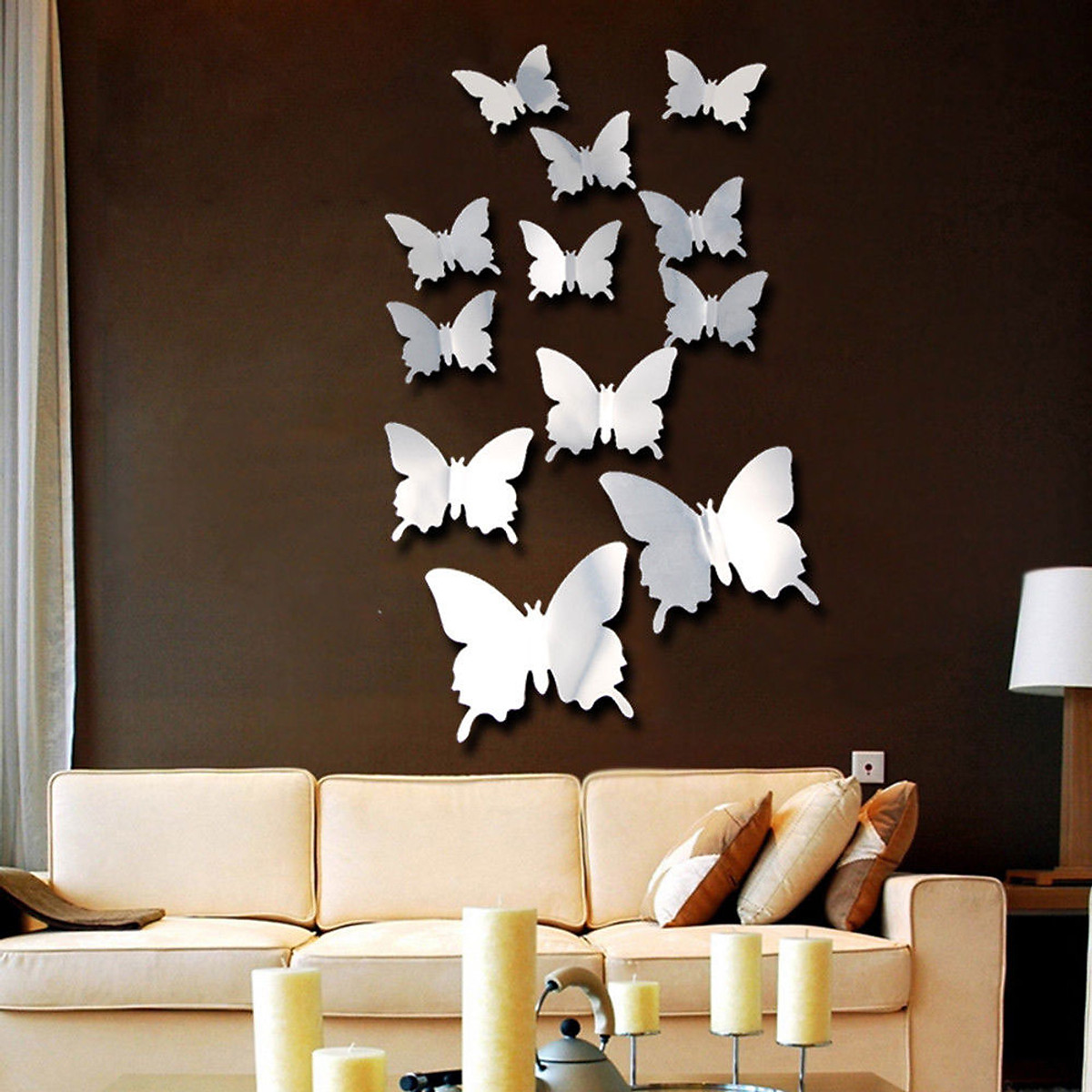 Mua Butterflies Decal Nursery Wallpaper Universal Background Home Decor 3D  Mirror Wall Sticker PVC 12pcs/Set DIY Festival