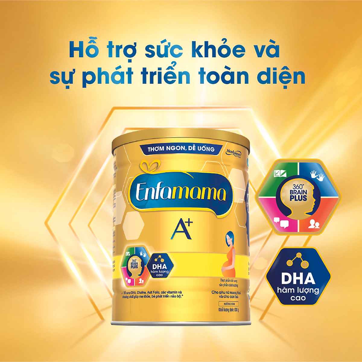 Bộ 2 Lon Sữa Bầu Enfamama 360° Brain Plus Cho Mẹ - Vị Vani - 830g - Tặng Bộ 3 hộp thực phẩm vuông Hokkaido 750-1500-2500ml