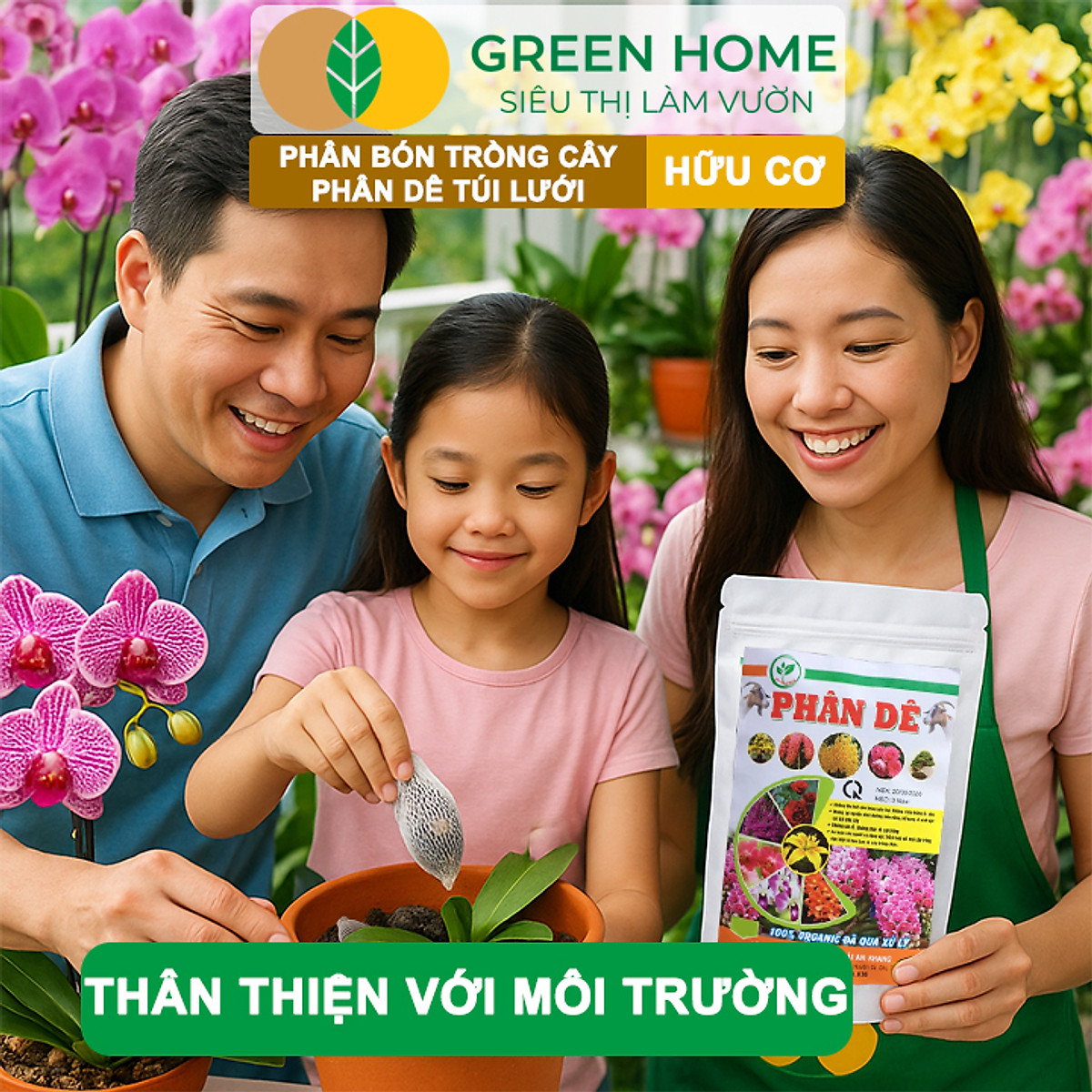 Phân Dê Trồng Lan Greenhome, Túi Lưới Dài 10cm, Đã Qua Xử Lý, Không Mùi, Kích Rễ Phong Lan, Hoa Đậm Màu Lâu Tàn