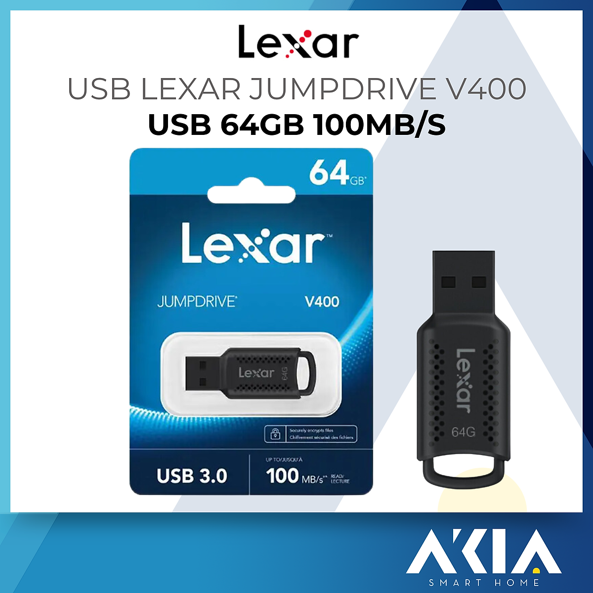 USB Lexar JumpDrive V400 64GB / 128GB, Chuẩn USB 3.0, Tốc độ đọc 100Mb/s - Hàng chính hãng
