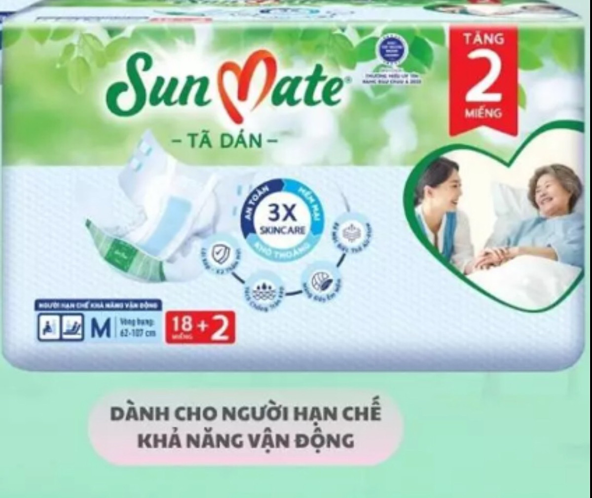 (Mẫu Mới) Tã Dán Sunmate M18 +2 (20 Miếng) - Tã Dán Cho Người Lớn (Gói Lớn Tiết Kiệm Hơn Sunmate M10) -Hsd Luôn mới