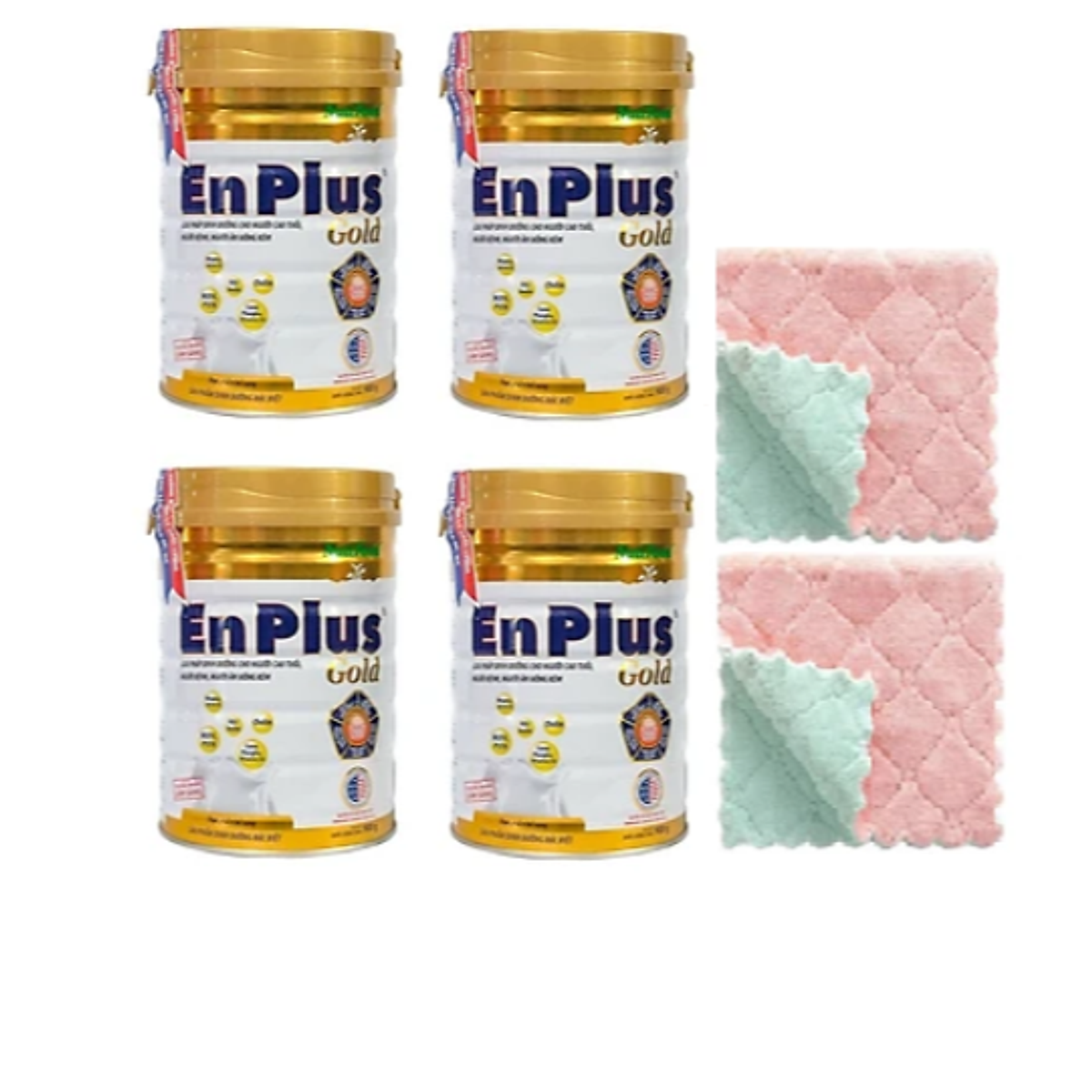 Combo 04 hộp Sữa bột Enplus Gold 900 Gr của hãng nutifood : sữa bổ sung dinh dưỡng hàng ngày cho người trưởng thành, đặc biệt cho người bệnh, người vừa ốm dậy cần bồi bổ sức khỏe-Tặng ngay combo 02 khăn đa năng