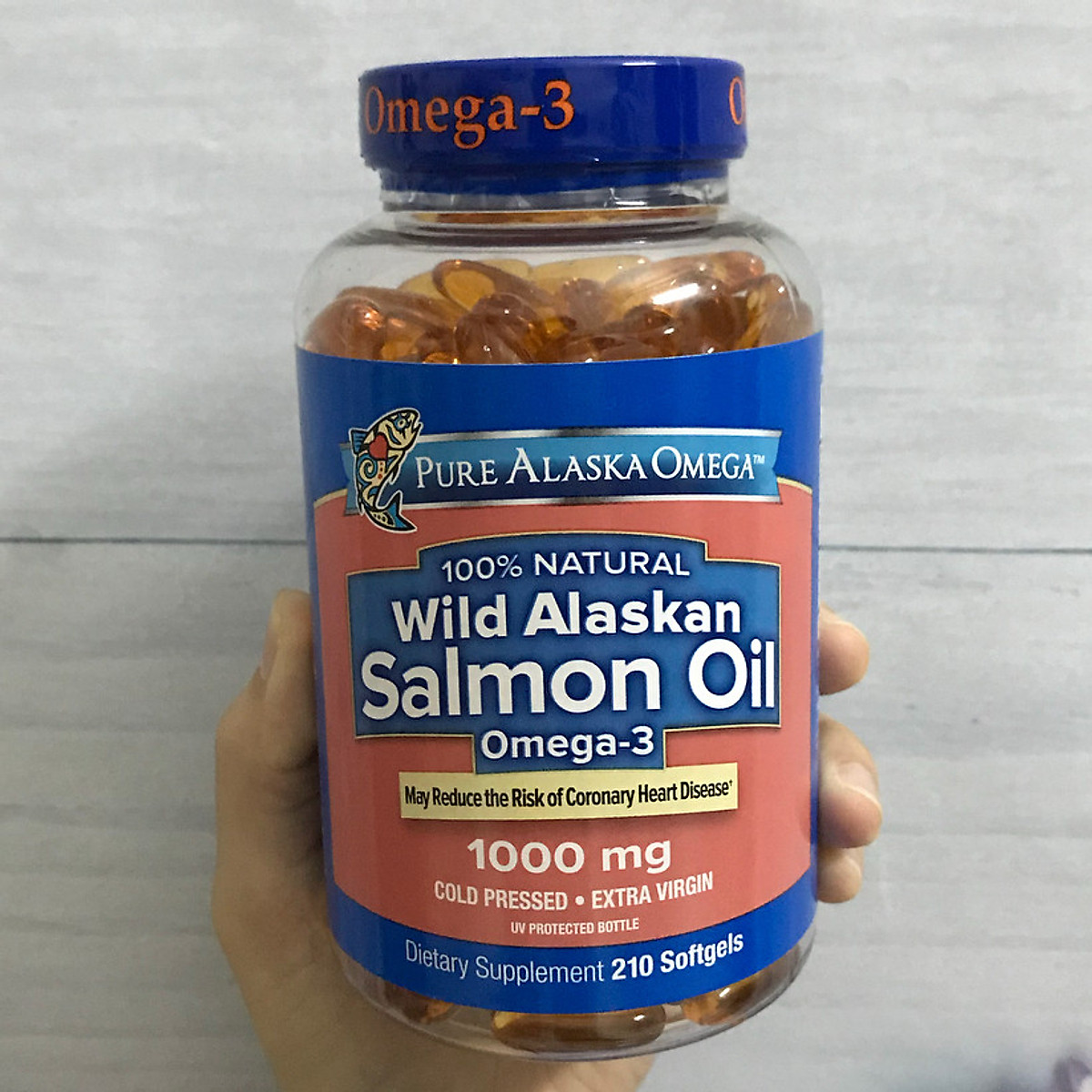 Viên Uống Bổ Sung Sáng Mắt , Khỏe Xương, Tăng Hệ Miễn Dịch Dầu Cá Dầu Cá hồi Pure Alaska Omega-3 Wild Salmon Oil 1000mg  - Hàng nhập Mỹ