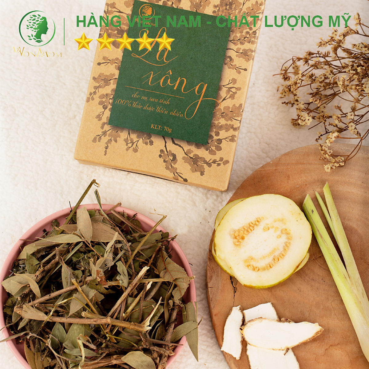 Combo 2 hộp lá xông giúp khử mùi, giải cảm, lưu thông khí huyết Wonmom
