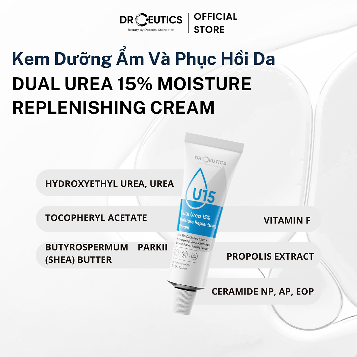 DRCEUTICS Kem Dưỡng Ẩm Và Phục Hồi Da Dual Urea 15% Moisture Replenishing Cream (35g)