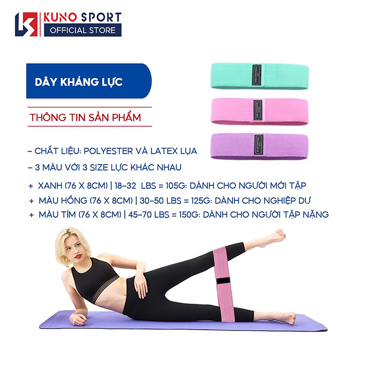Dây kháng lực tập gym, dây kháng lực tập yoga mông đùi siêu bền - D04