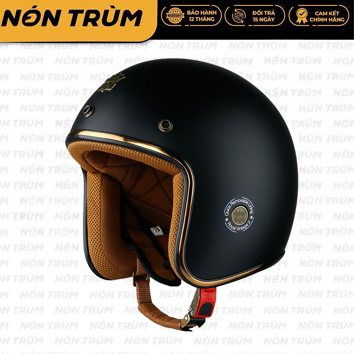 Nón bảo hiểm 3/4 ROYAL M20C đen nhám