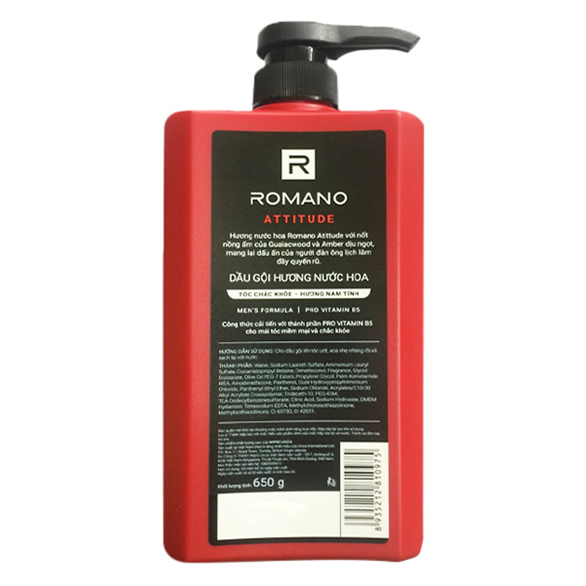 Dầu Gội Cao Cấp Cho Nam Romano Attitude (650g)