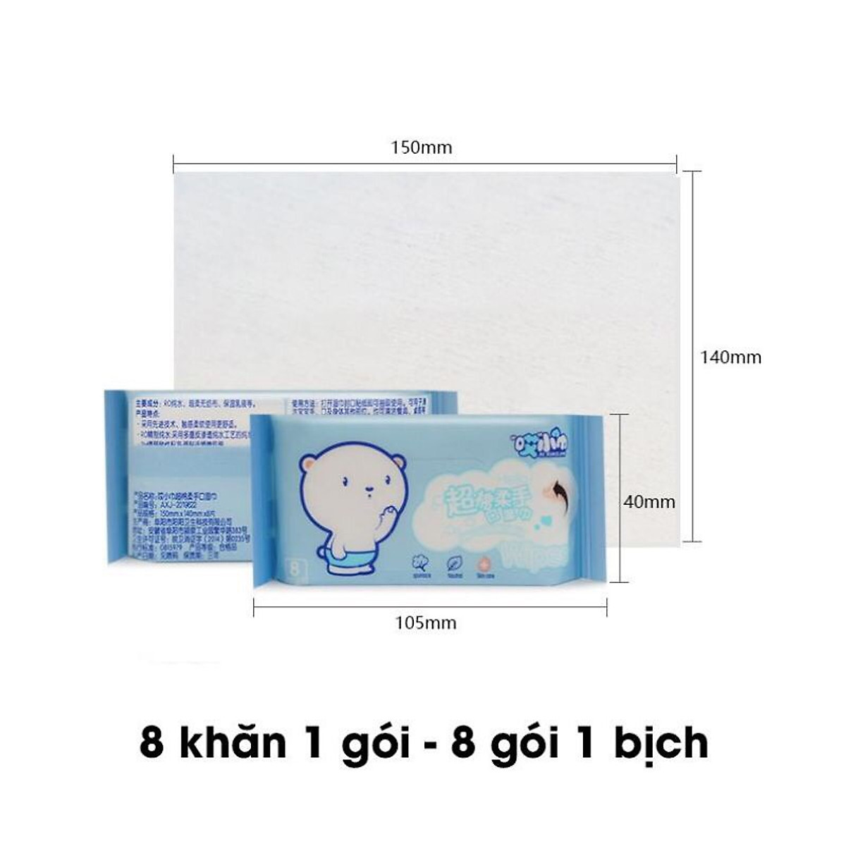 Khăn Giấy Ướt Mini Dễ Thương Bỏ Túi Tiện Lợi ( 1 Túi 8 Gói ) Phù Hợp Mang Đi Chơi, Đi Du Lịch, Tiện Dụng Giao Màu Ngẫu Nhiên