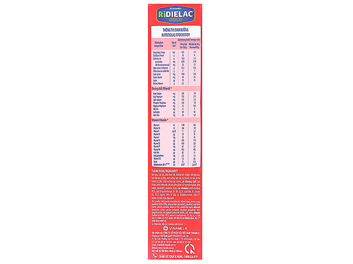 Bột ăn dặm Ridielac Gold bò rau củ hộp 200g (7 - 24 tháng)
